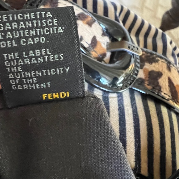 Vintage Fendi Leather & Velvet Striped & Leopard Shoulder Bag - Picture 10 of 10